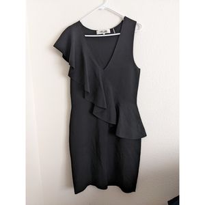 Diane von furstenberg black ruffle dress